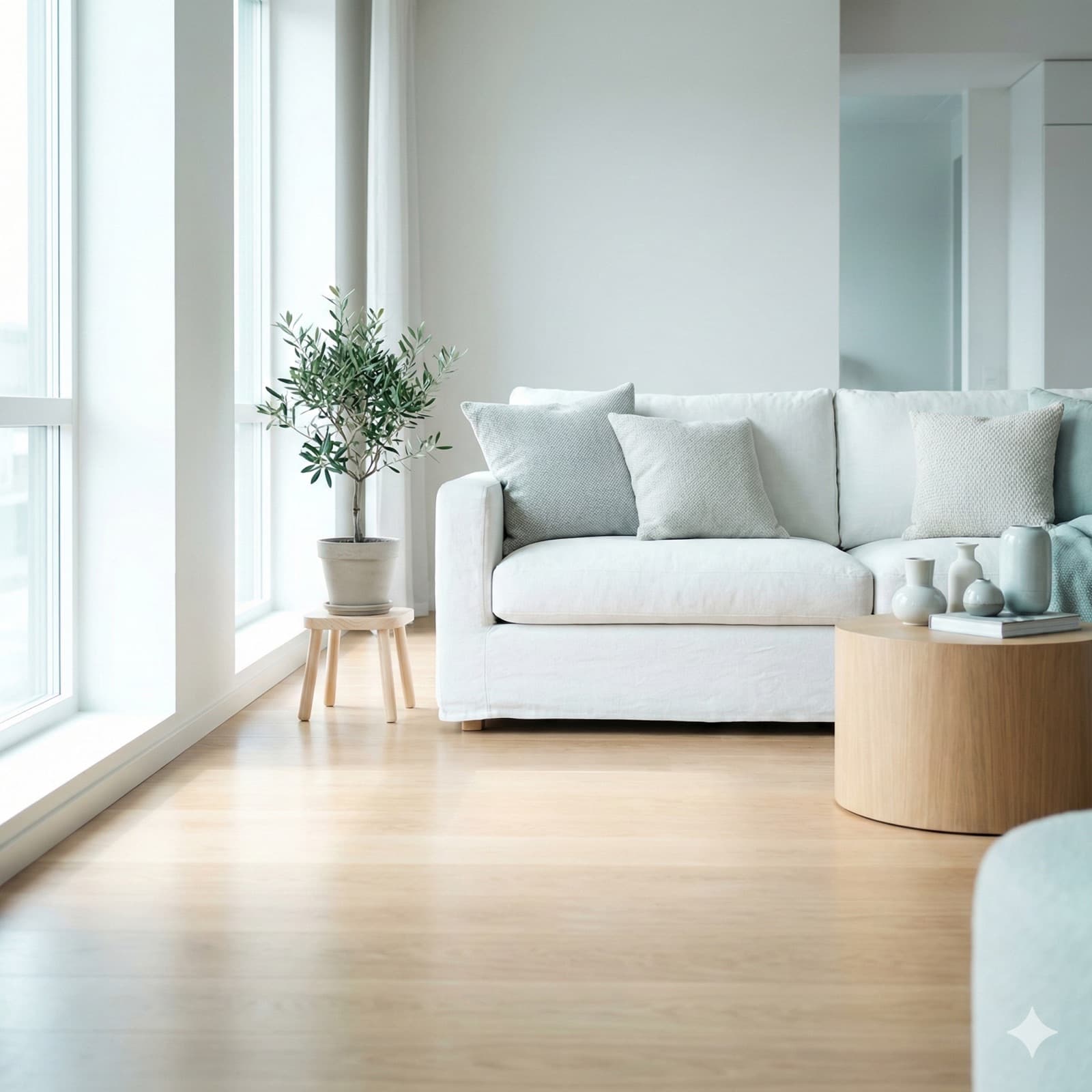 Pristine Scandinavian-modern apartment living room